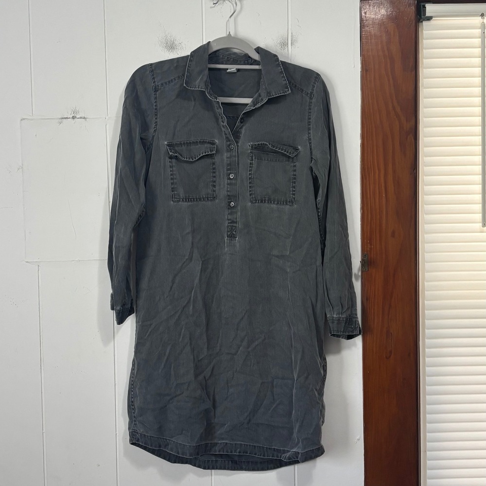 Old Navy Womens Gray Tencel Lyocell Long Sleeve Denim Shirt Dress Small S